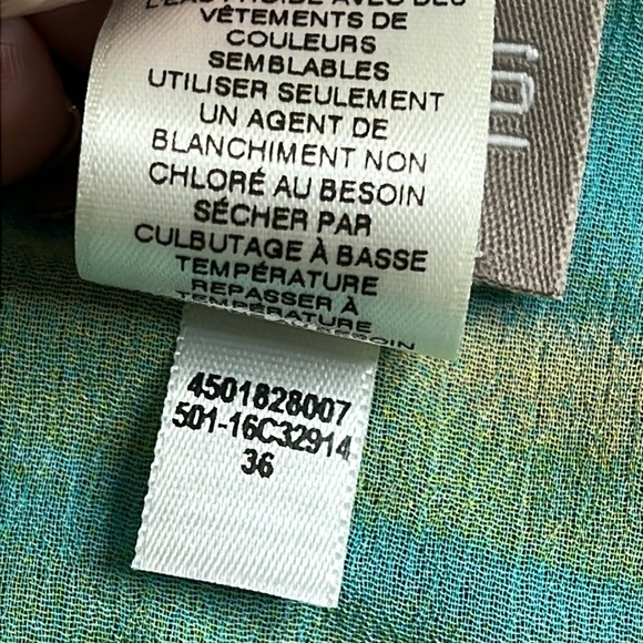 Chico's Vibrant Blue and Yellow Poncho top, semi sheer, size small/ medium - Picture 7 of 14